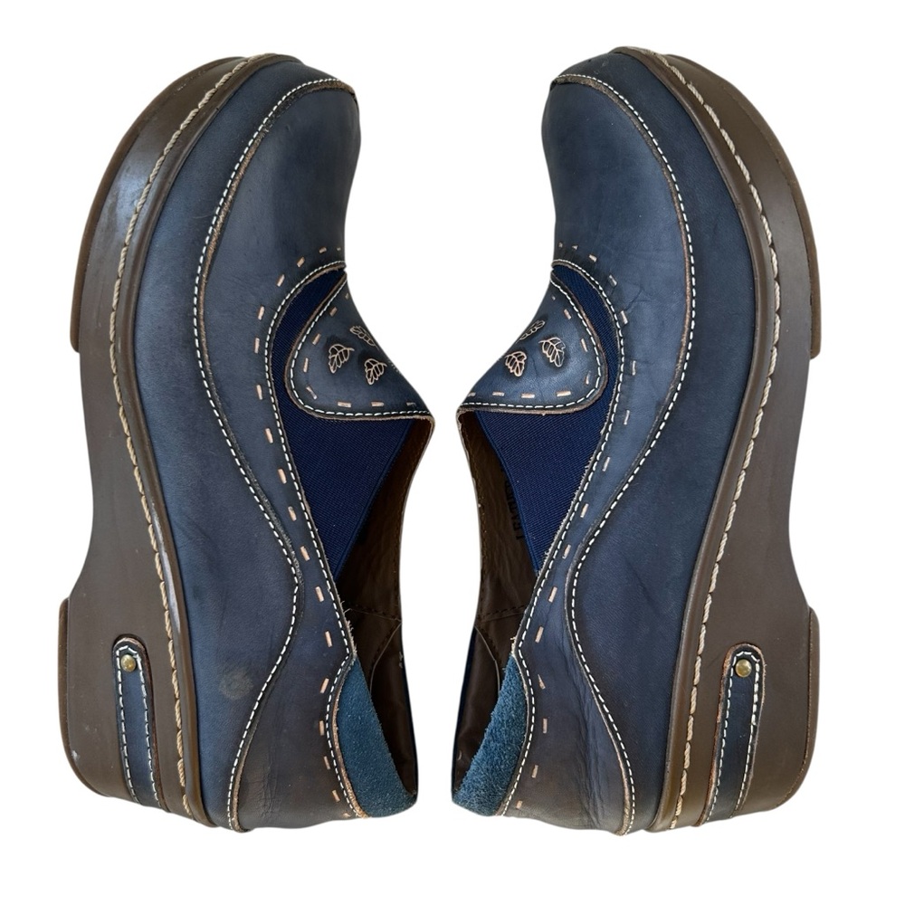 SPRING STEP L’Artiste Burbank Navy Blue Leather Clogs 37 Extra Narrow Width - Picture 6 of 13